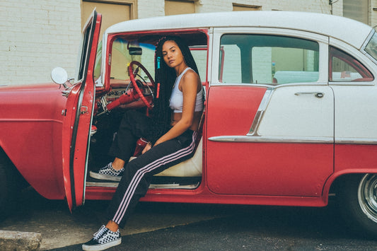 a person sitting in a car