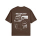 Heavy JDM oversized t-shirt featuring 'Velocity' graphic and car designs, made from 100% cotton for comfort.