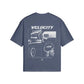 Heavy JDM oversized t-shirt in navy with graphic prints, ideal for gym and everyday wear, made from 100% cotton.