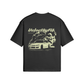 Dark green graphic T-shirt with car and 'VelocityFit' logo for streetwear