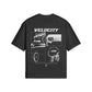 Heavy JDM oversized t-shirt featuring a bold 'Velocity' graphic and car illustrations on the back.